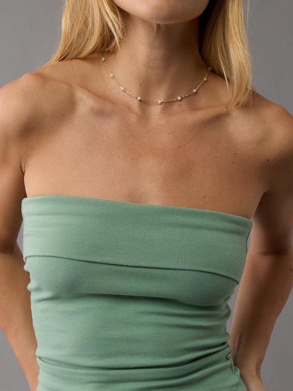 american eagle outfitters it knit foldover tube top